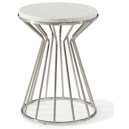 Westside Round End Table with White Terrazzo Stone Top